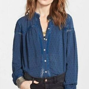 Anthropologie Free People Blue Every Day Girl Swiss Size Small